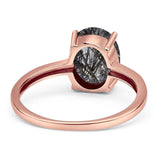 Art Deco Oval Natural Stone Solitaire Ring