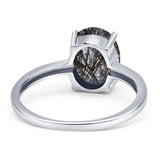 Art Deco Oval Natural Stone Solitaire Ring