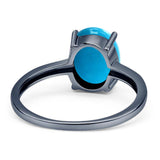 Art Deco Oval Natural Stone Solitaire Ring