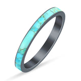 Full Eternity Stackable 3mm Wedding Band Turquoise 925 Sterling Silver