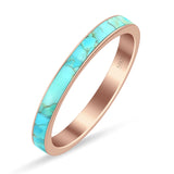 Full Eternity Stackable 3mm Wedding Band Turquoise 925 Sterling Silver