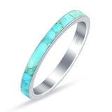 Full Eternity Stackable 3mm Wedding Band Turquoise 925 Sterling Silver