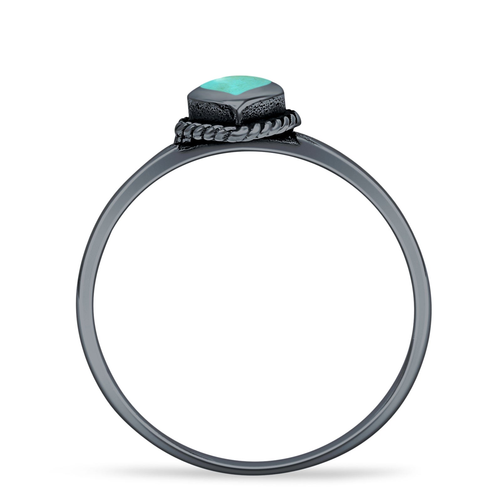 Oxidized Pear Teardrop Solitaire Ring