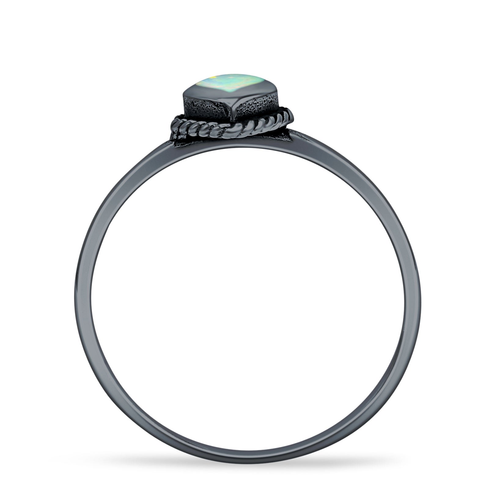 Oxidized Pear Teardrop Solitaire Ring