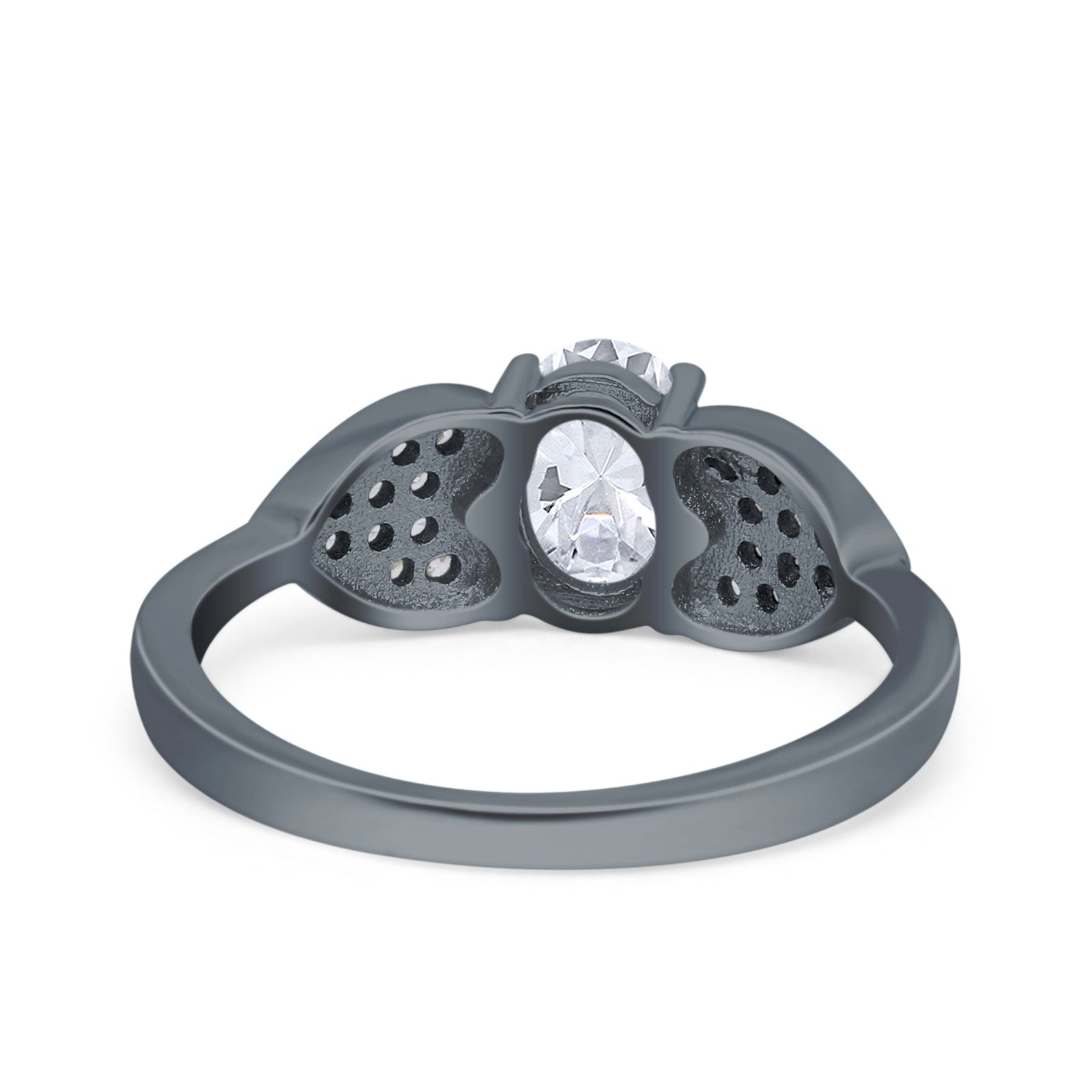 Art Deco Oval Natural Stone Promise Ring