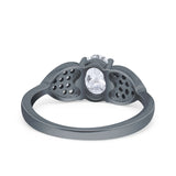 Art Deco Oval Natural Stone Promise Ring