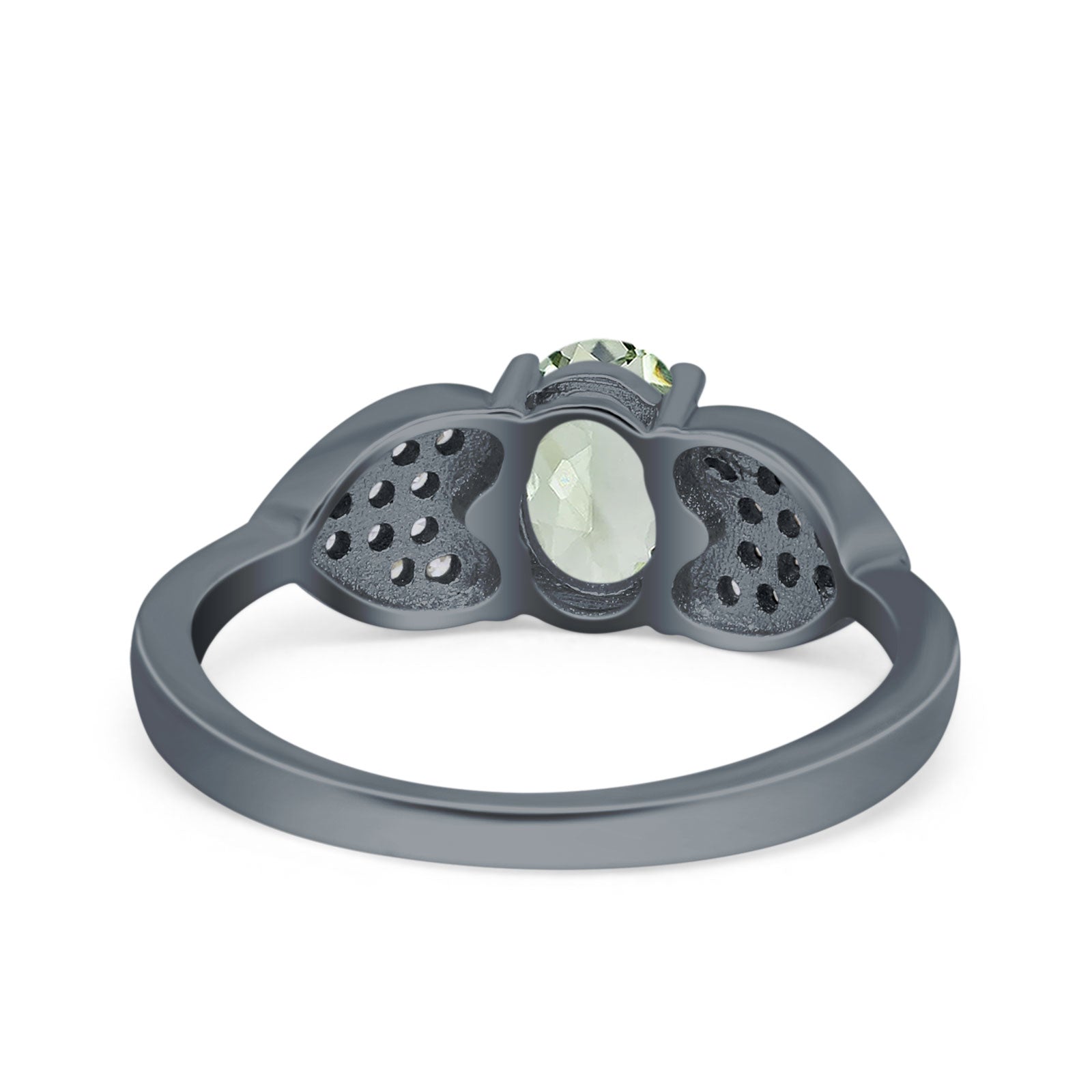 Art Deco Oval Natural Stone Promise Ring