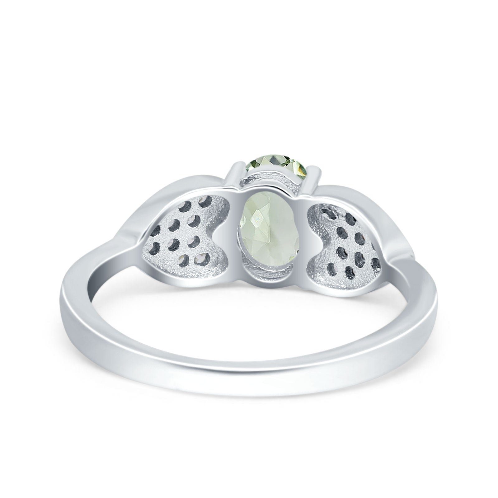 Art Deco Oval Natural Stone Promise Ring