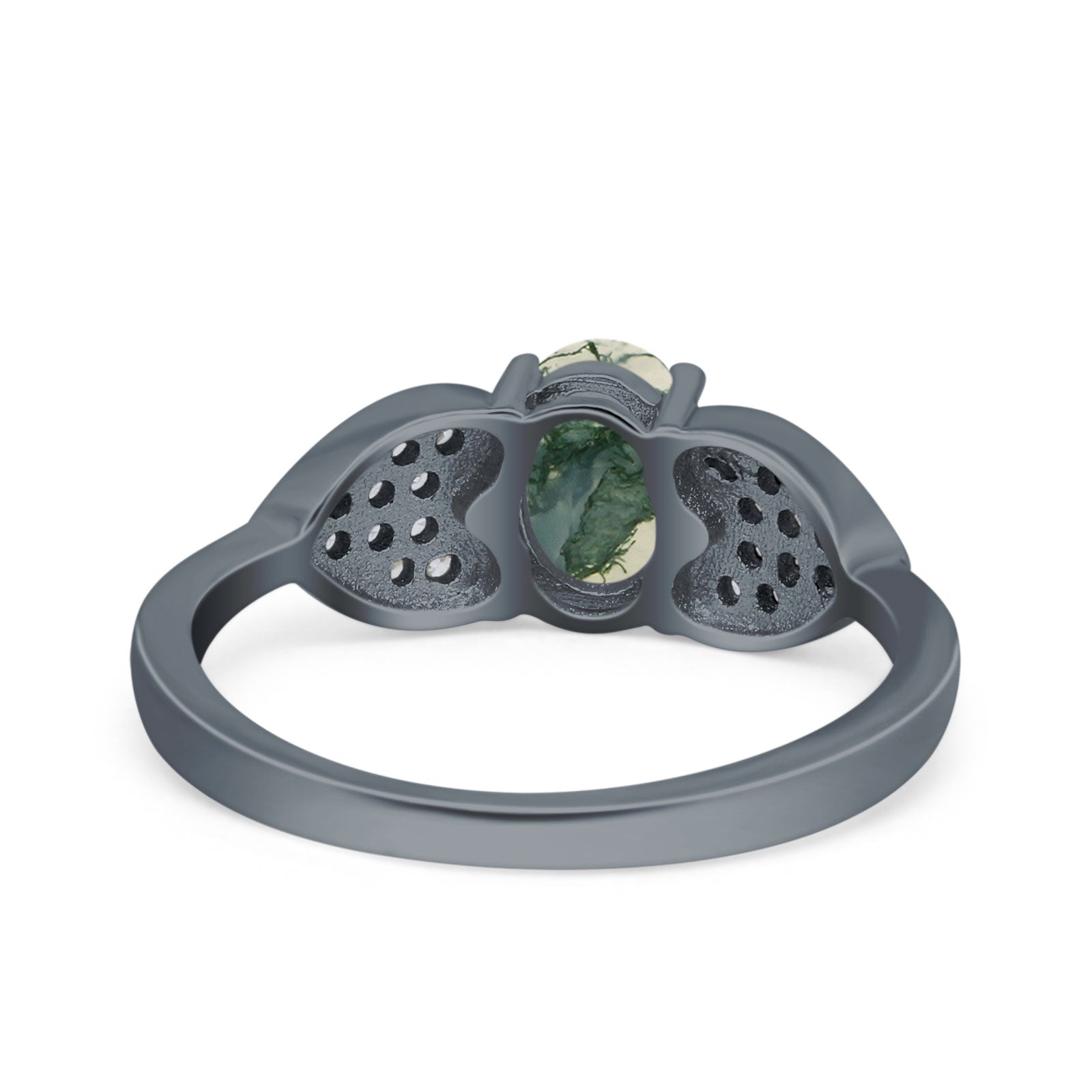 Art Deco Oval Natural Stone Promise Ring