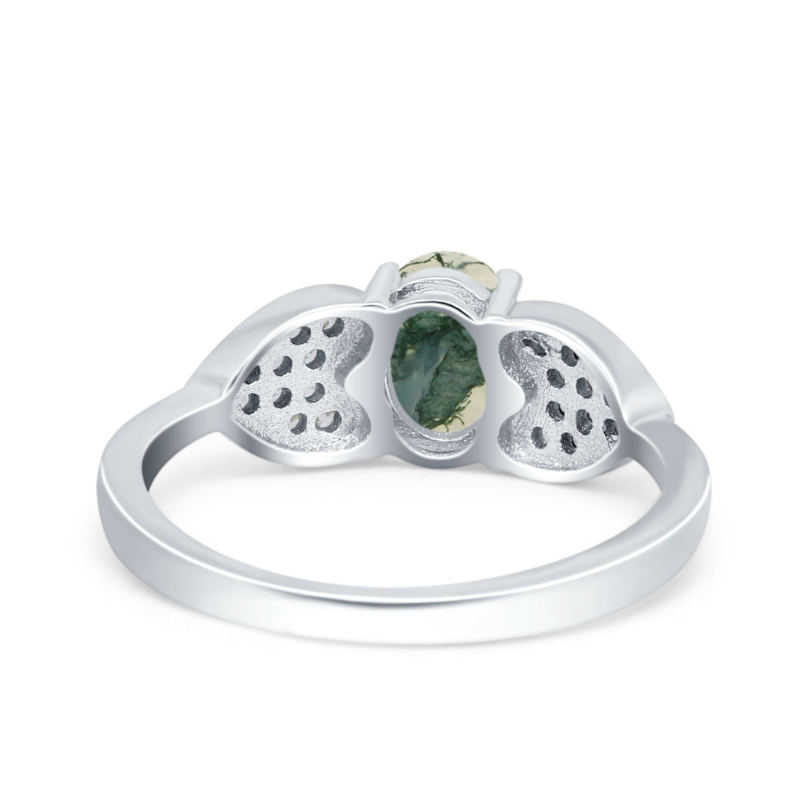 Art Deco Oval Natural Stone Promise Ring