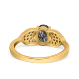 Art Deco Oval Natural Stone Promise Ring