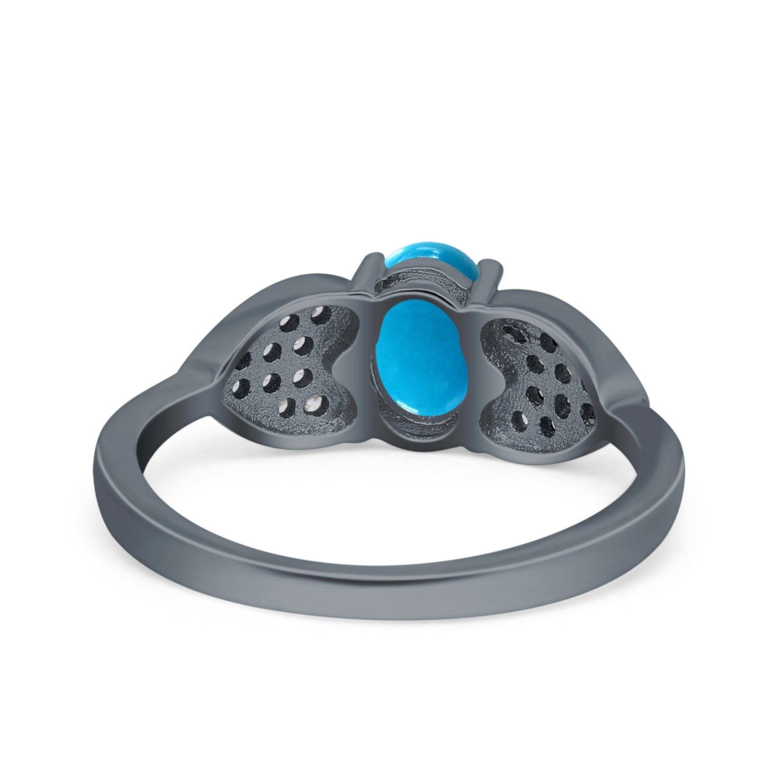 Art Deco Oval Natural Stone Promise Ring