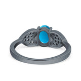 Art Deco Oval Natural Stone Promise Ring