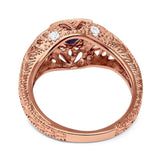Art Deco Round Natural Stone Filigree Ring