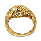 Art Deco Round Natural Stone Filigree Ring