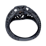 Art Deco Round Natural Stone Filigree Ring