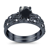 Two Piece Round Natural Stone Bridal Ring