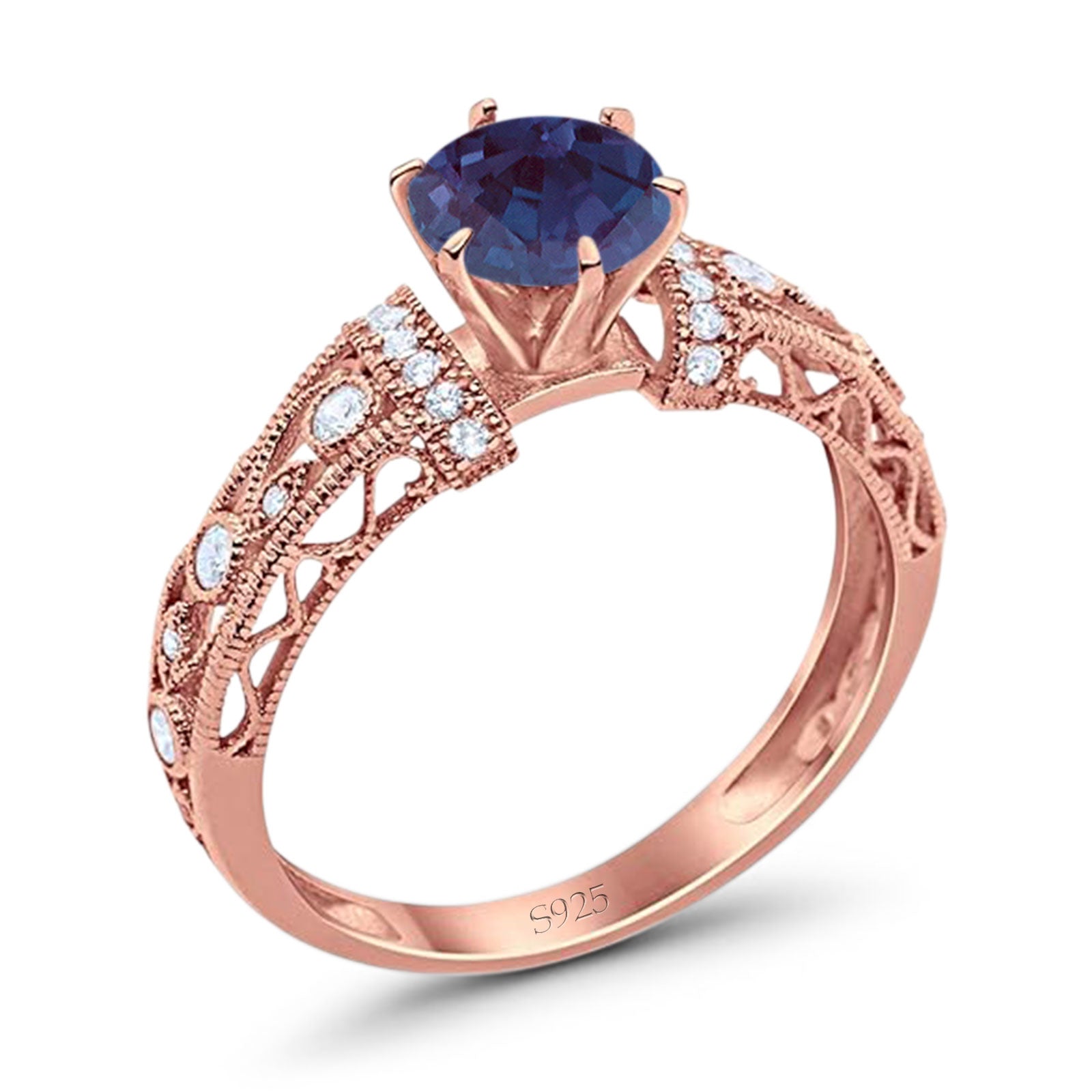 Art Deco Round Natural Stone Floral Ring
