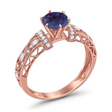 Art Deco Round Natural Stone Floral Ring