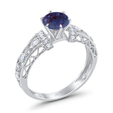 Art Deco Round Natural Stone Floral Ring