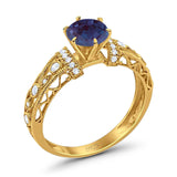 Art Deco Round Natural Stone Floral Ring