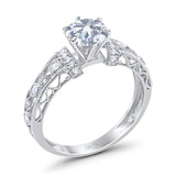 Art Deco Round Natural Stone Floral Ring