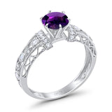 Art Deco Round Natural Stone Floral Ring