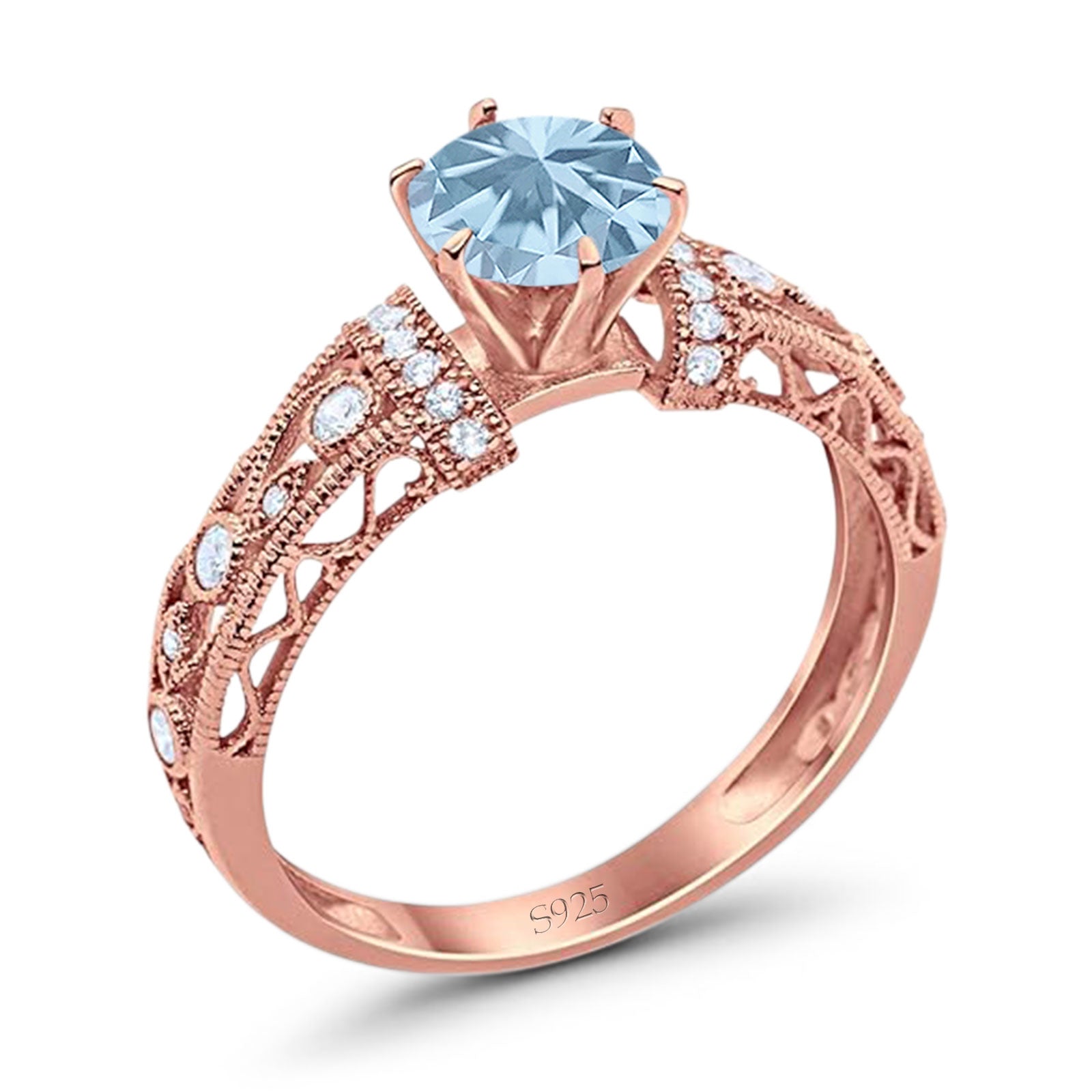 Art Deco Round Natural Stone Floral Ring