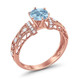 Art Deco Round Natural Stone Floral Ring
