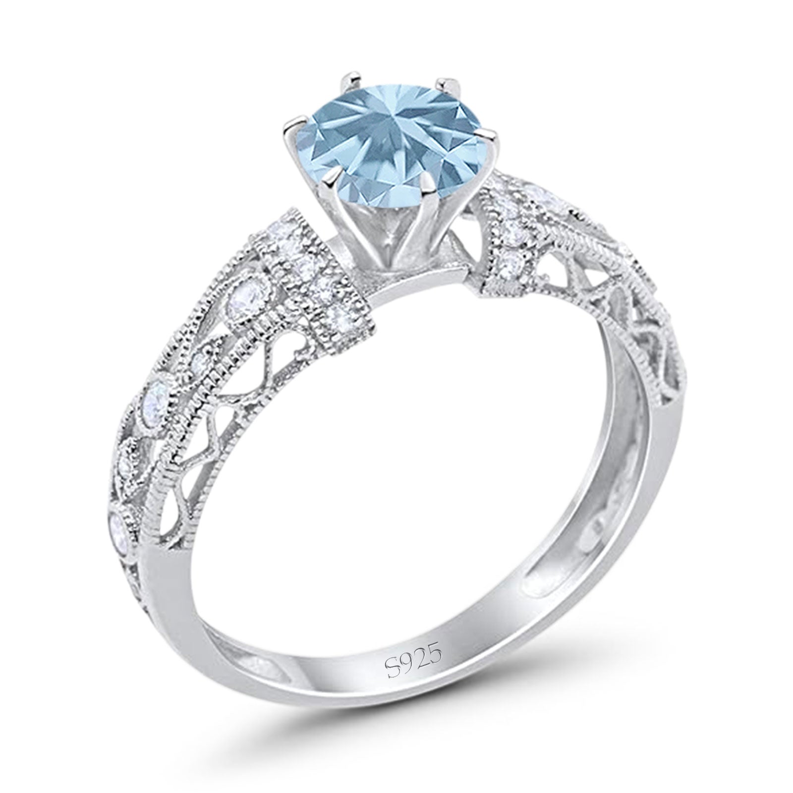 Art Deco Round Natural Stone Floral Ring