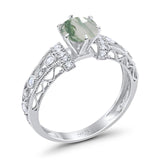 Art Deco Round Natural Stone Floral Ring