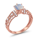 Art Deco Round Natural Stone Floral Ring