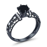 Art Deco Round Natural Stone Floral Ring