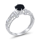 Art Deco Round Natural Stone Floral Ring