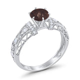 Art Deco Round Natural Stone Floral Ring