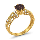Art Deco Round Natural Stone Floral Ring