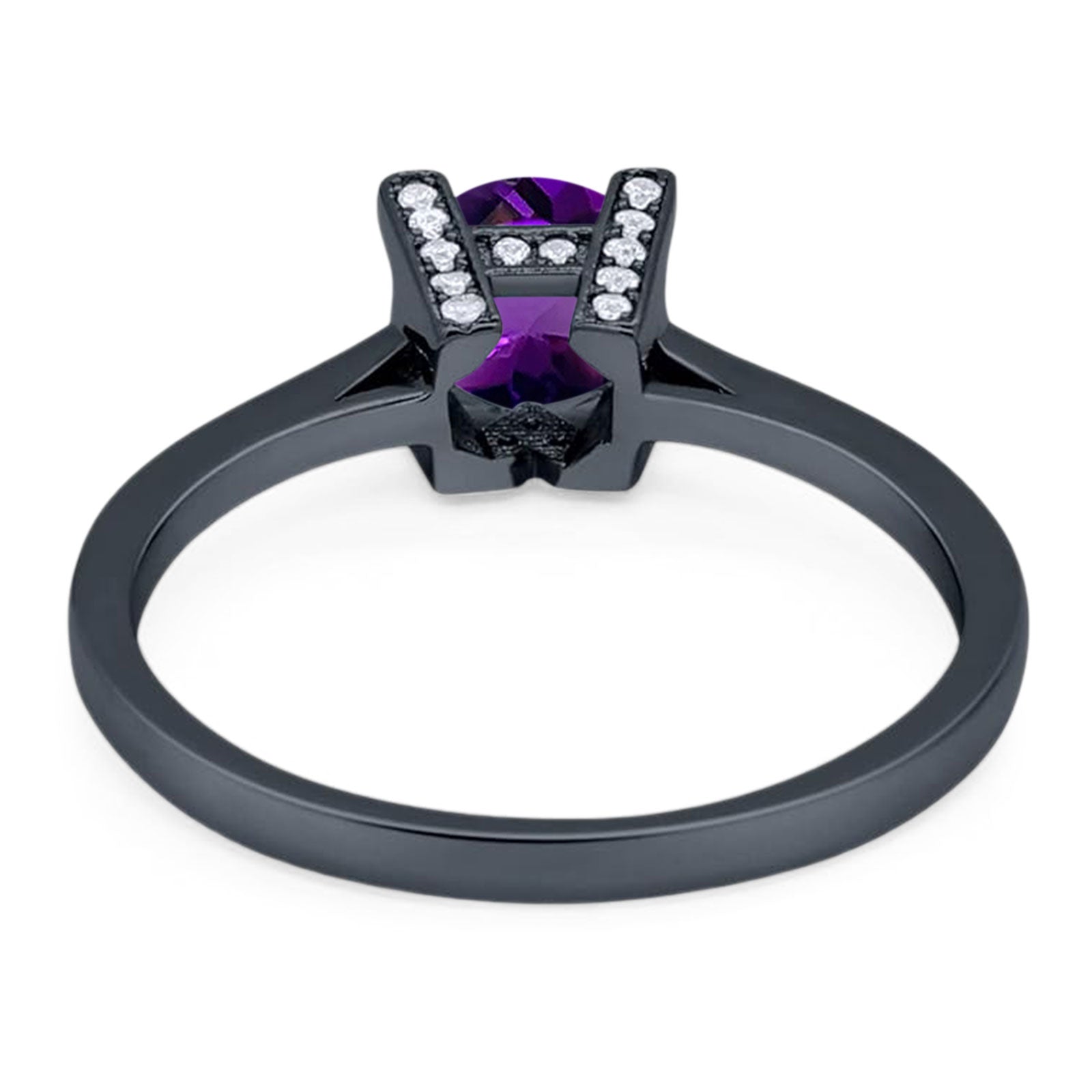 Minimalist Round Natural Stone Solitaire Ring