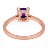 Minimalist Round Natural Stone Solitaire Ring