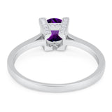 Minimalist Round Natural Stone Solitaire Ring
