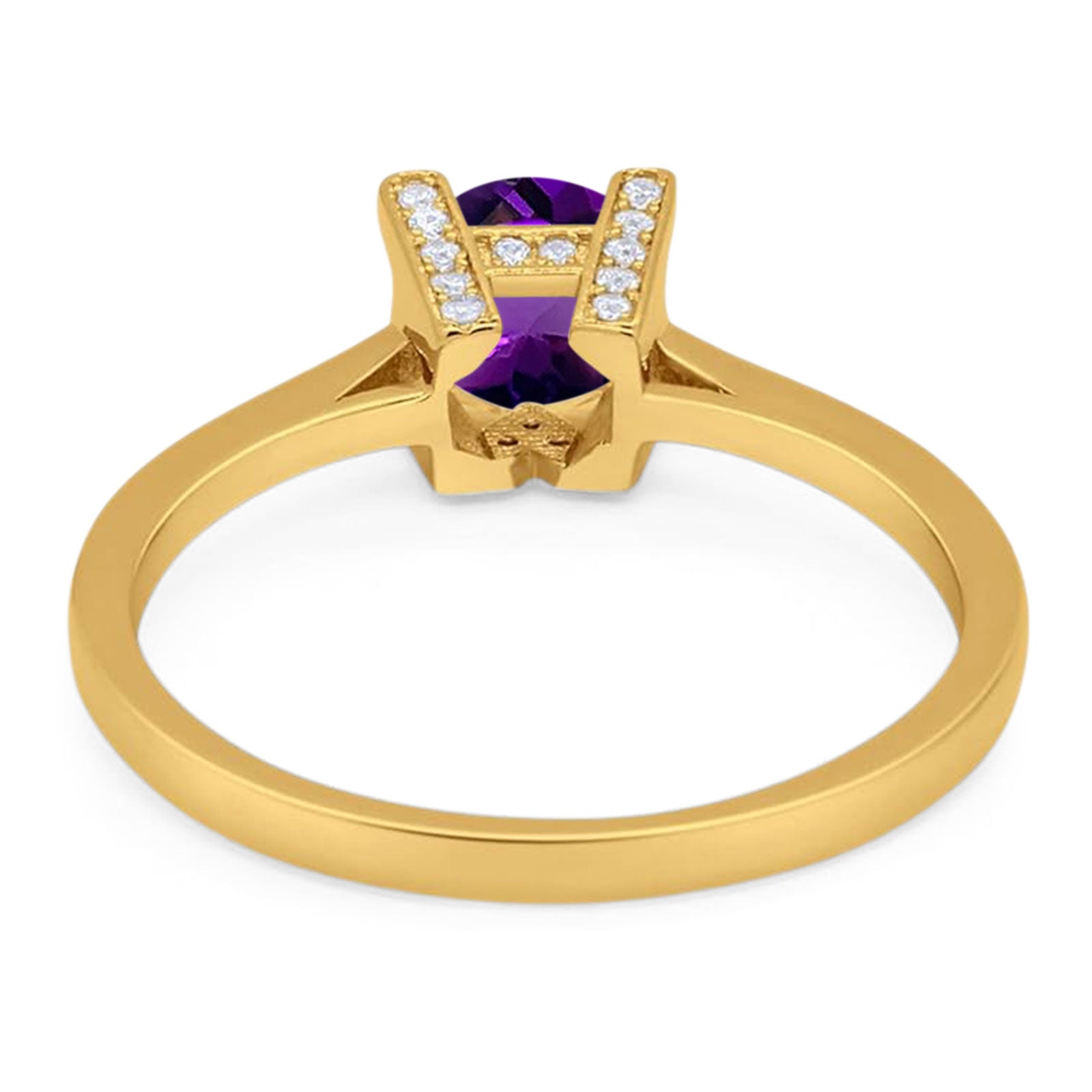 Minimalist Round Natural Stone Solitaire Ring