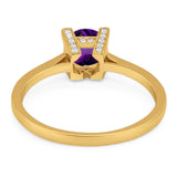 Minimalist Round Natural Stone Solitaire Ring