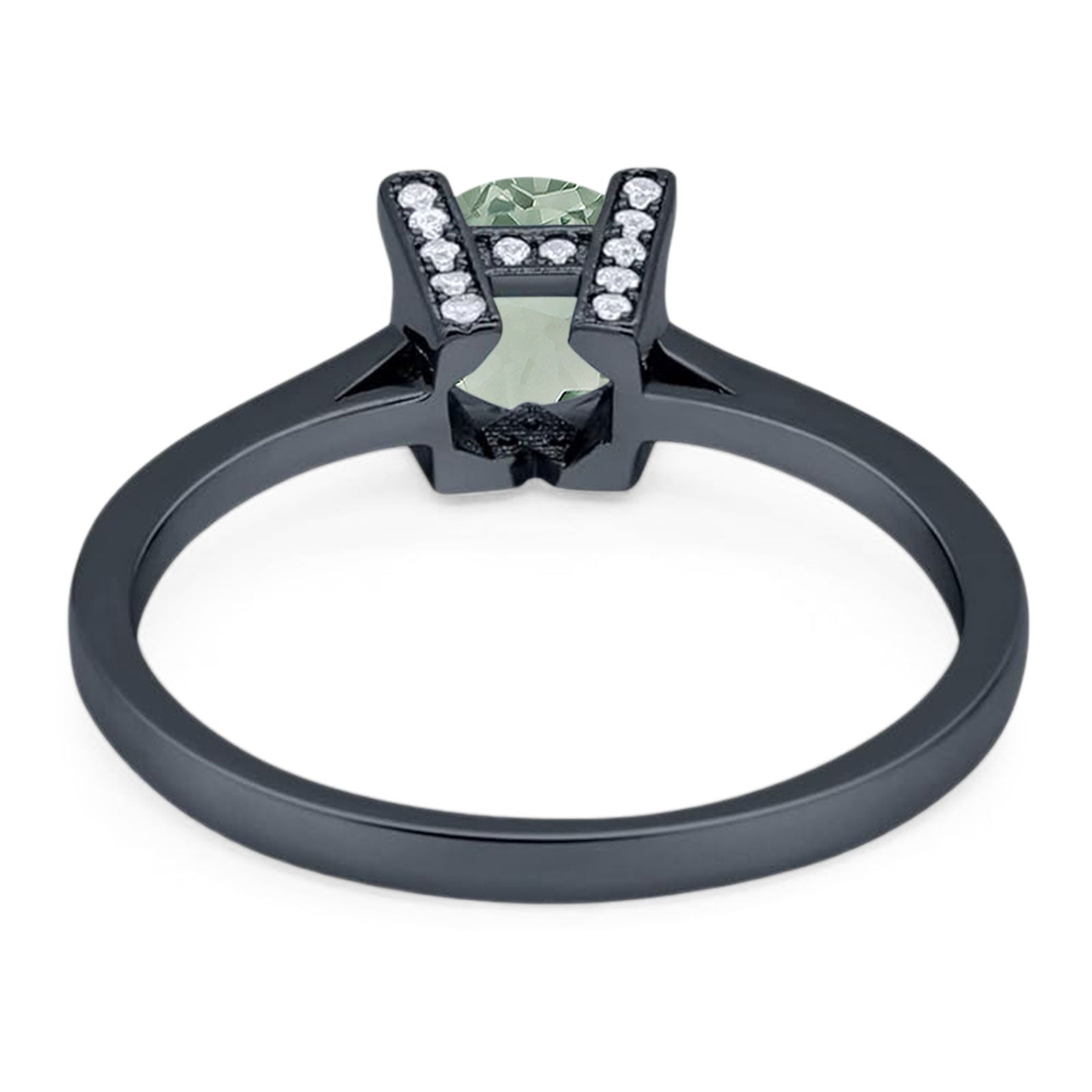 Minimalist Round Natural Stone Solitaire Ring