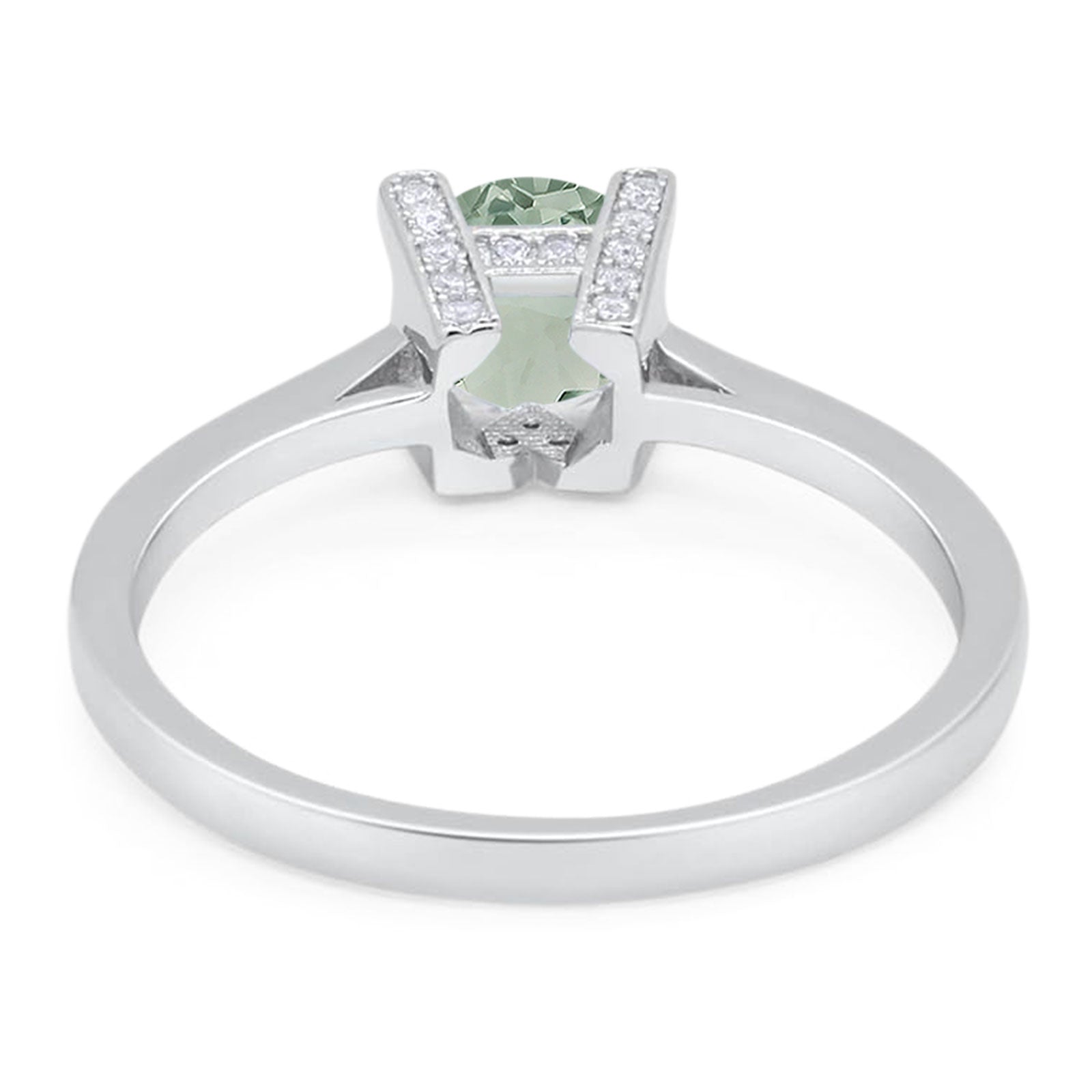 Minimalist Round Natural Stone Solitaire Ring