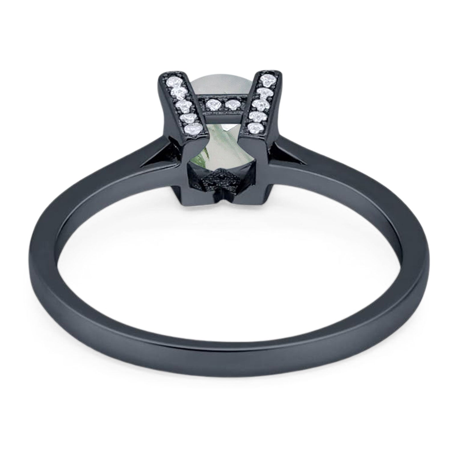 Minimalist Round Natural Stone Solitaire Ring