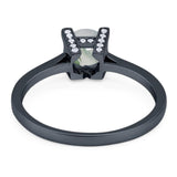 Minimalist Round Natural Stone Solitaire Ring