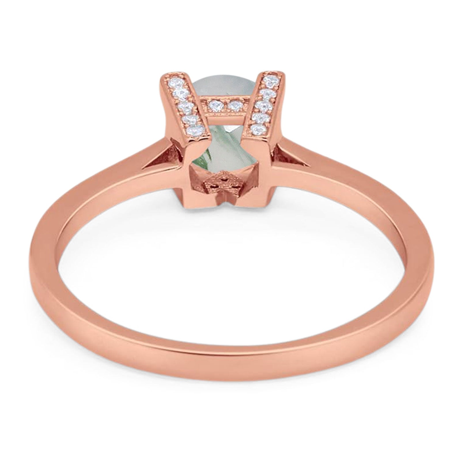 Minimalist Round Natural Stone Solitaire Ring