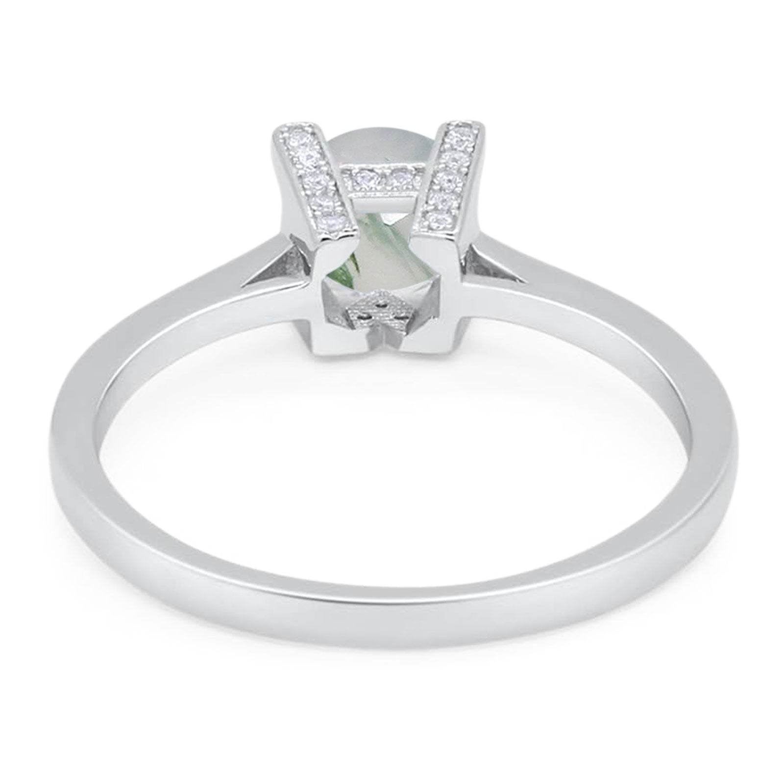 Minimalist Round Natural Stone Solitaire Ring