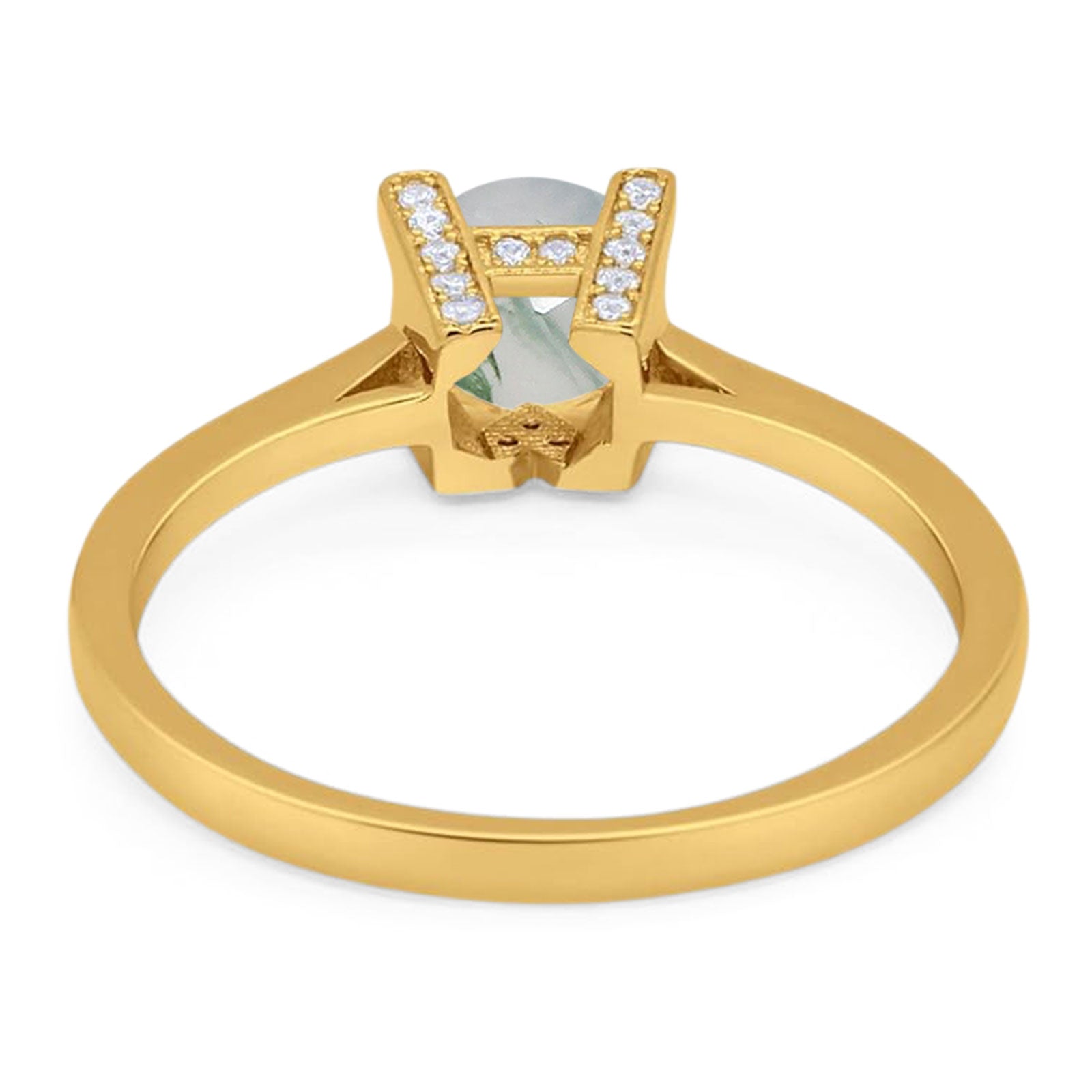 Minimalist Round Natural Stone Solitaire Ring