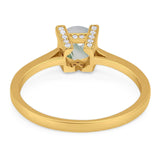 Minimalist Round Natural Stone Solitaire Ring