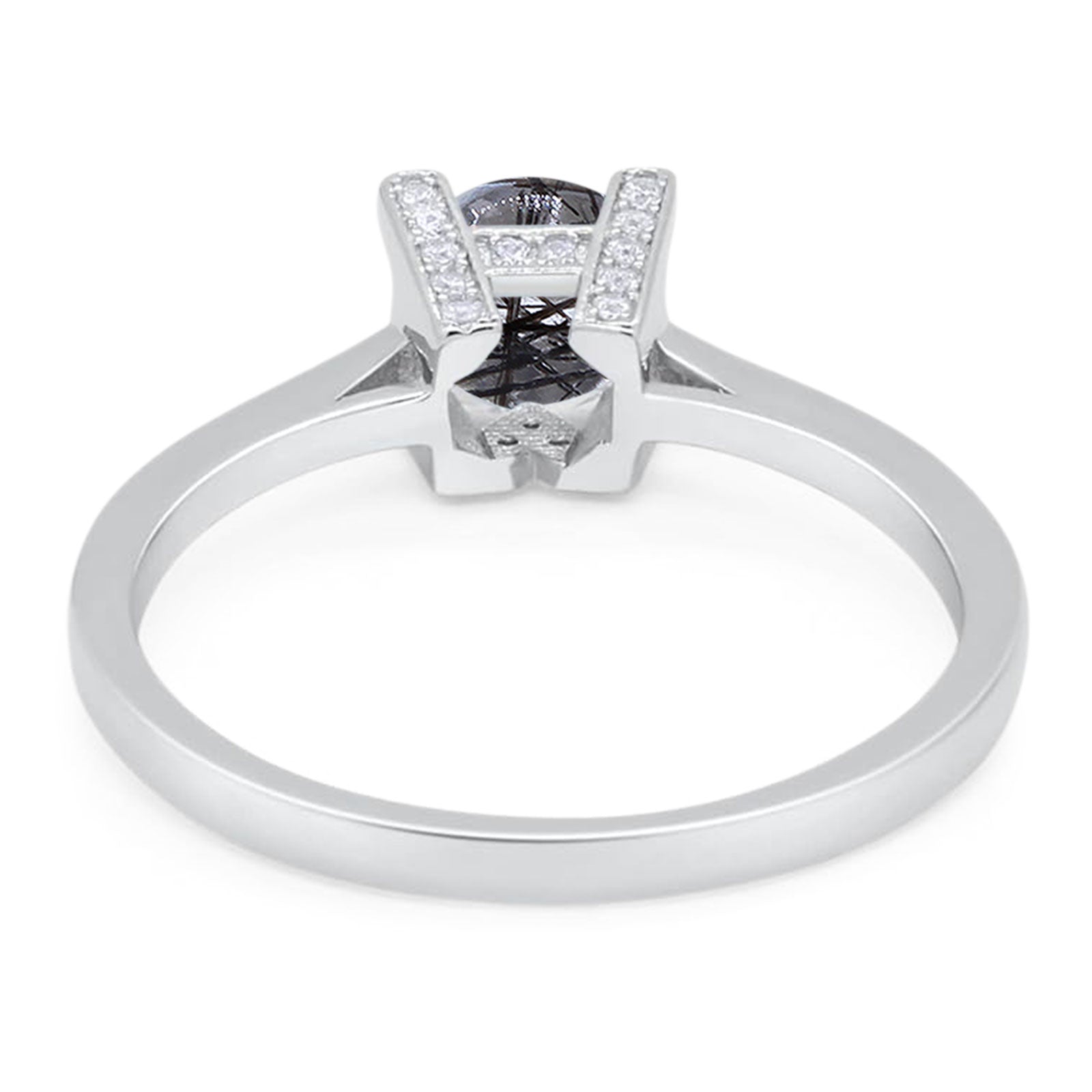 Minimalist Round Natural Stone Solitaire Ring